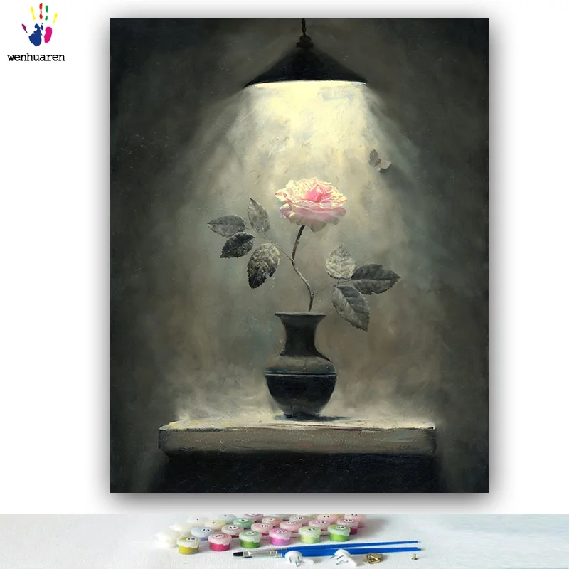 Сделай Сам картинки для раскраски по номерам с цветами под светом картина Рисование по номерам в рамке - Цвет: 2333