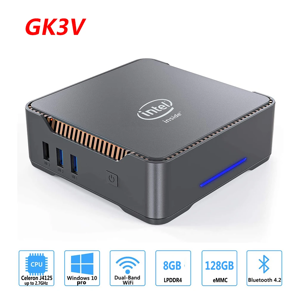 Мини-ПК GK3V AK3V Intel J4125 J3455 DDR4 8 Гб 256 ГБ SSD Windows 10 Dual WIFI 1000M LAN 4K WIN10 | Компьютеры и офис