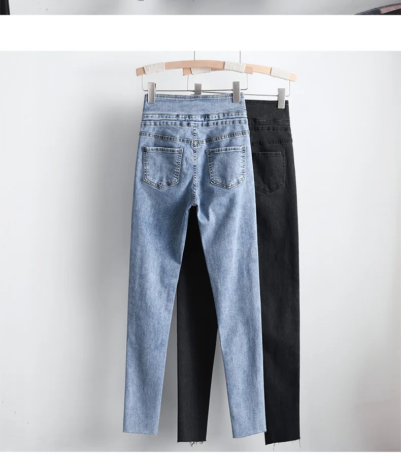 wide leg jeans Women's Pants Washed Jeans Denim Pencil Pants Women's Fashion Jeans Solid Color Thin High Waist denim shorts