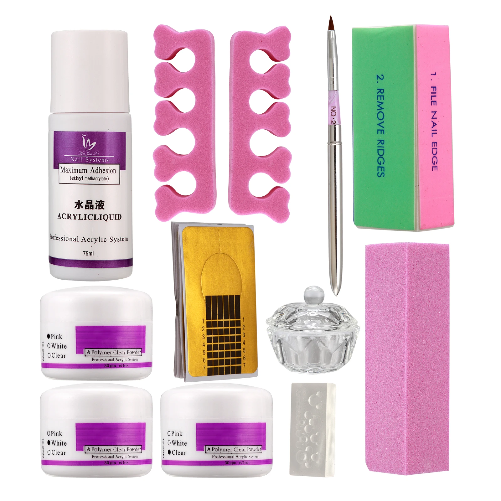 

ANMAS RUCCI 11 in 1 Nail Art Kits DIY Acrylic Nail Liquid Powder Buffer Block Pen Tools Set #931 US
