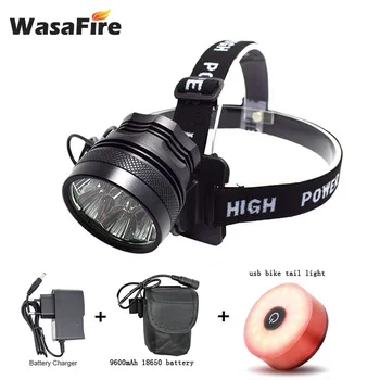 

Wasafire 7*XML T6 LED Bicycle Light 18650 Battery Bike Front Headlight 10000lm Cycling Headlamp + USB Taillight