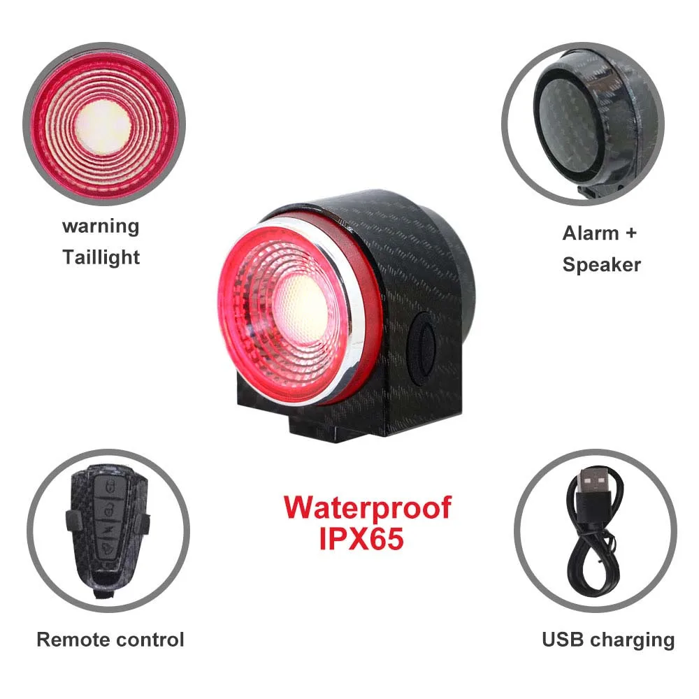 

Smart Remote Alarm Bike Taillight 3mode IP65 bicycle Horn speaker USB rechargeable Cycling light bike Accessories