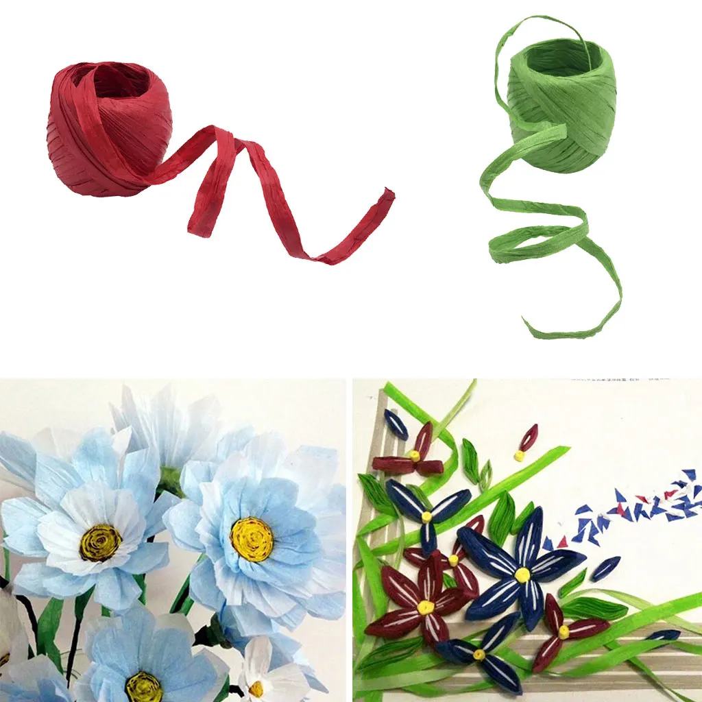 2x Raffia Paper Ribbon Rope Decoration Scrapbooking Cords Packing Crafts LOT