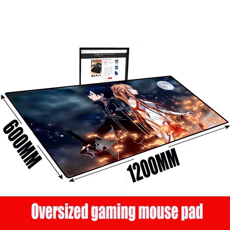 

MRGBEST 1200X600X3MM Anime Art Online Extra Large Gaming Waterproof Mouse Pad Gamer Computer Big Keyboard Mouse Mat Locking Edge