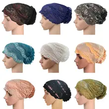 Мусульманская женская цветочная внутренняя шапка, кружевной головной убор тюрбан, мусульманский подхиджабник, головной убор, шапка для выпадения волос, шапочки, скулли, химиотерапия рак