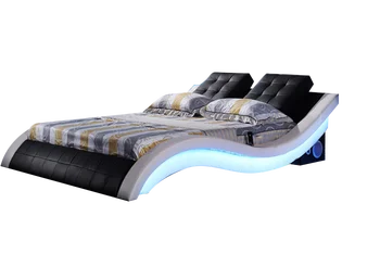 

Modern Leather Bed with King size bedroom furniture with LED lighting