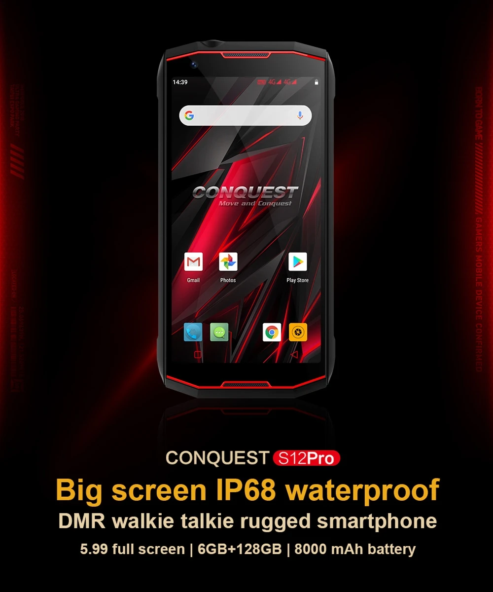 Conquest S12 Pro IP68 водонепроницаемый смартфон 5,9" ips Android 9,0 Helio P70 Восьмиядерный 6 ГБ ОЗУ 128 Гб ПЗУ 8000 мАч OTG NFC Face ID