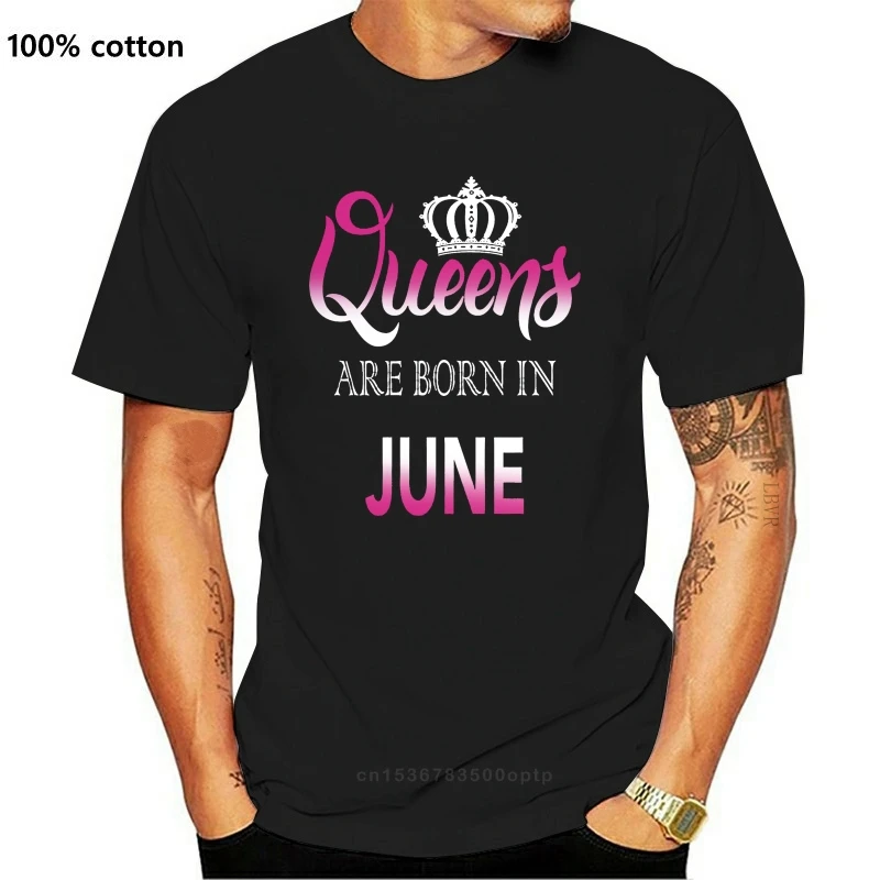 Футболка женская черная в стиле Харадзюку топ с надписью Queen ARE BORN IN JUNE