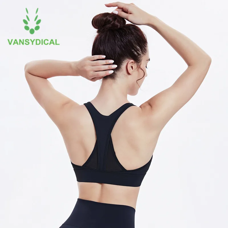 Vansydical Women Sports Yoga Gym Bras Push Up High Strength Shockproof Running Fitness Training