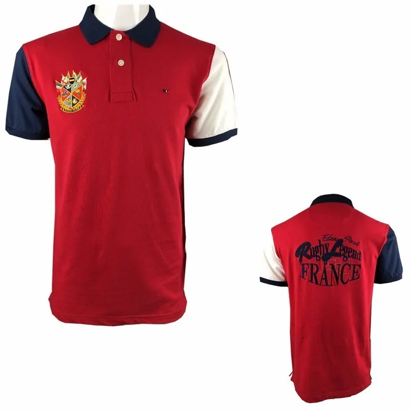 Мужская рубашка поло летняя Мужская Бизнес Повседневная дышащая Eden Park с коротким рукавом Поло рубашка из чистого хлопка рабочая одежда поло - Цвет: EPF211 Red