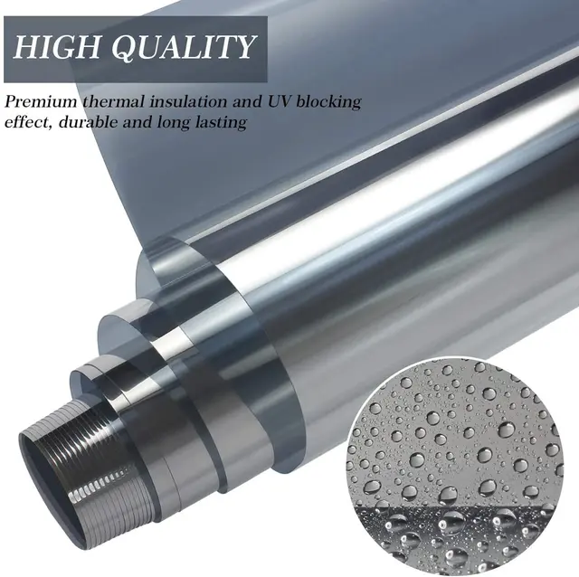 Sun Blocking Reflective Window Film One Way Mirror Self Adhesive Privacy Glass Tint Heat Control UV Rejection Black Silver Silver