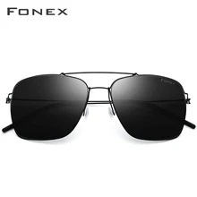 FONEX, поляризационные солнцезащитные очки для мужчин, ультралегкие, фирменный дизайн, зеркальные, сплав, большие размеры, квадратные солнцезащитные очки для мужчин, Безвинтовые очки 98622