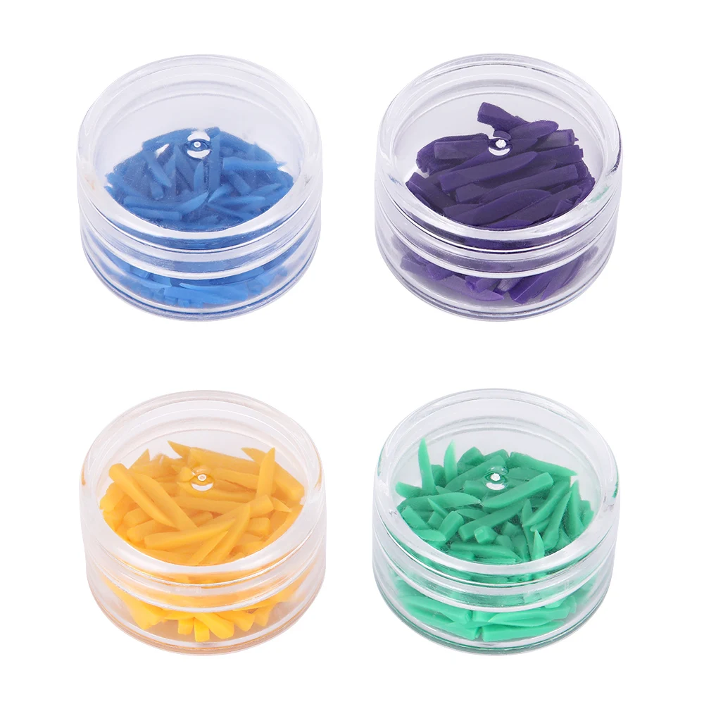 

400Pcs Disposable Dental Materials Wedges Plastic Dental Wedges 4 Color Green Blue Purple Yellow Dentist Tool