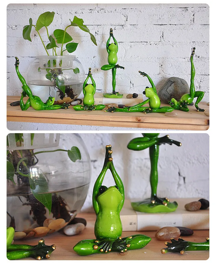 Креативная Милая Смола Забавные лягушки Йога статуя осанки украшение комнаты офис стол декоративная игрушка с орнаментом подарок