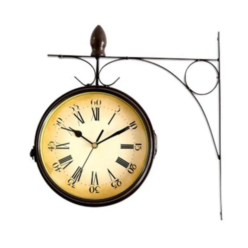 Двухсторонние настенные часы в европейском стиле, креативные классические часы с монохромом
