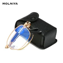 Мини дизайн очки для чтения для мужчин и женщин складные маленькие очки оправа черные металлические очки с оригинальной коробкой