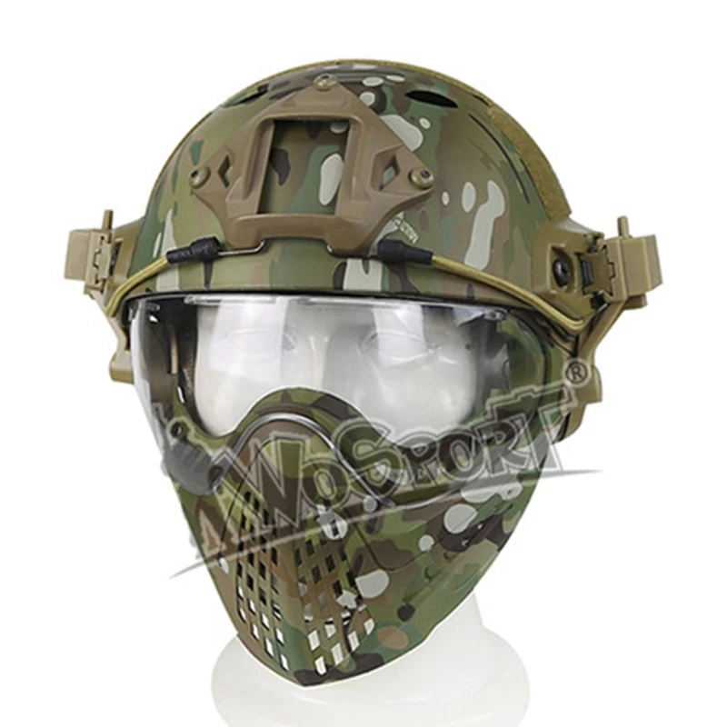 Открытый спортивный защитный военный тактический шлем полный-покрытый страйкбол Пейнтбол шлем с маской очки защитный шлем