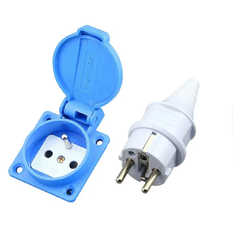 

IP44 Waterproof European French Germany standard Plug Socket 16A 250V Detachable Wiring French Plug Male Socket Female