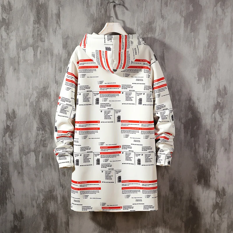 

Spring Autumn Parkas Men 5XL Print Military Japanese Hooded Long Trench Coat Black Hip Hop Streetwear Trend Men's Jackets