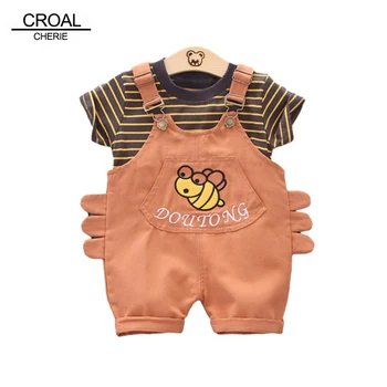 

CROAL CHERIE 2PCS Baby Girls Clothes Set Cute Bee Summer Infant Clothing T-shirt + Romper Pants Suit for Baby Boys