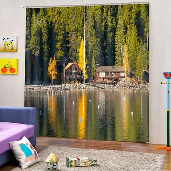 

Landscape Window Curtains tulle for the living room Bedroom Kitchen Tulle Curtains and Blackout curtains for Window Shading