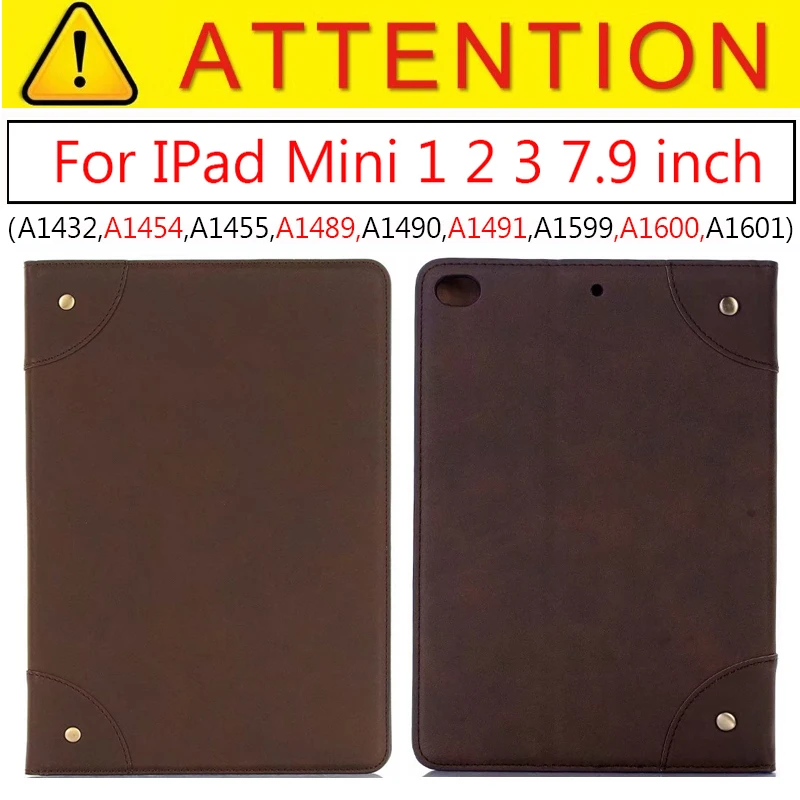 Mini1 2 3 Dark Brown Магнитный чехол для iPad Mini 4 Mini 5 7,9 складной Стенд PU кожаный чехол для IPad Mini 1 2 3 4 5 7,9 дюймов Ретро Смарт-Чехол - Цвет: Mini1 2 3 Dark Brown