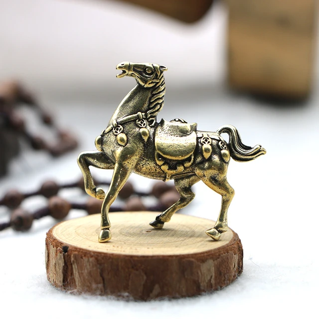 Vintage Copper Horse Statue Lucky Desktop Ornaments Pure Brass