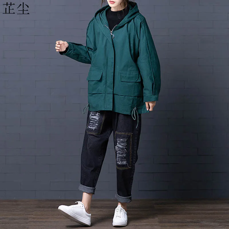

Women Jacket Plus Size Embroidered Cardigan Coat Oversize Loose Hooded Zipper Cotton Thicken Jackets Female Windbreaker 2019 5XL