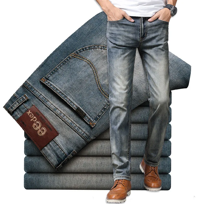 Брендовые джинсы ретро ностальгия прямые джинсы мужские модные длинные брюки свободные трендовые деловые повседневные брюки мужская одежда