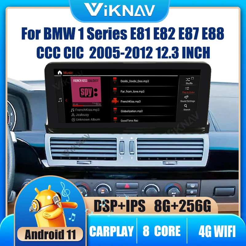 

12.3 INCH Android 11 Car Radio For BMW 1 Series E81 E82 E87 E88 2005-2012 CCC CIC GPS Navigation with screen DVD Multimedia