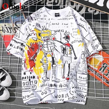 

summer Harajuku oversized Short sleeve Tshirt women cartoon printed white t shirt All Match Casual letters Female Tops T-shirts