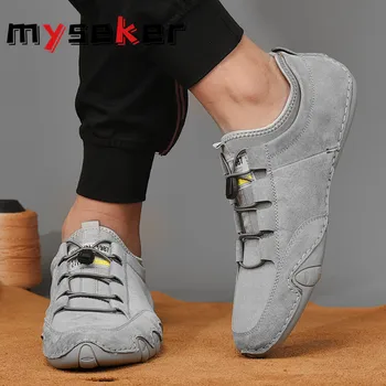 

Men's Sneakers cow suede Leather Men Loafers Shoes Soft Sapato Masculino Mocassin Homme Fashion Slip on Men Driving Shoes