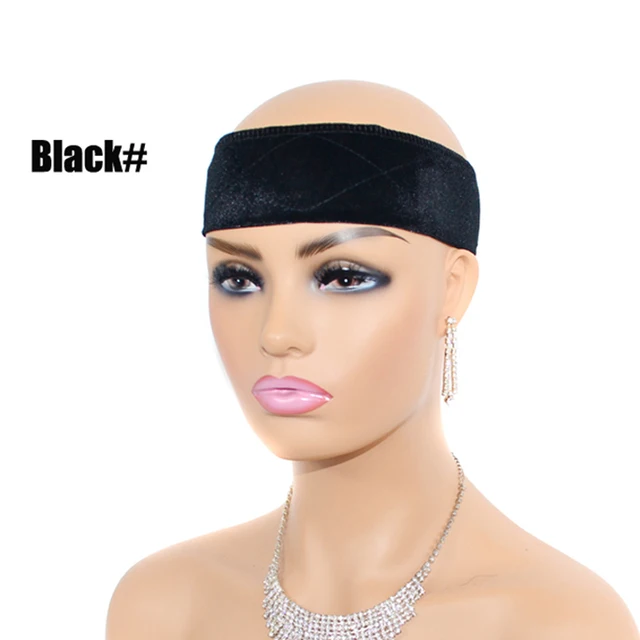 Velvet Lace Wig Grips Headband Comfortable Adjustable Wig Grip Band For Wig Non-slip Hair Accessories 6 Colors Black(no lace)