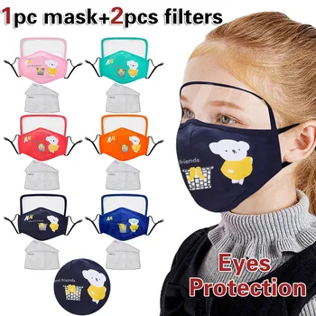 

Child Dustproof Outdoor Face Protective Face Mask with Eyes Shield + 2 Filters Mask Mouth Cover Protective mascarillas Free