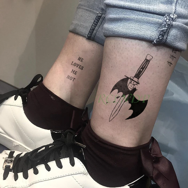 Водостойкая временная татуировка наклейка летучая мышь кинжал &quothe love me not&quot