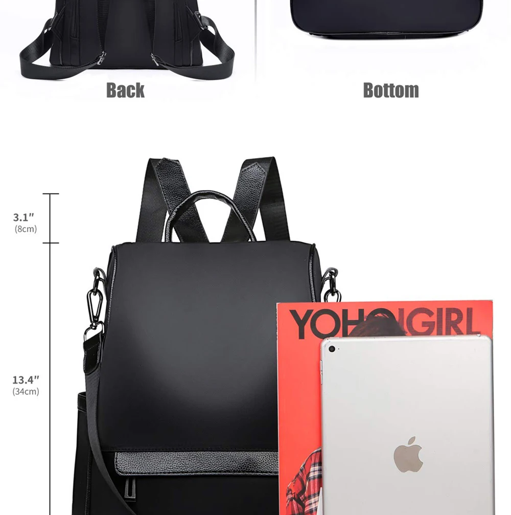 Новая женская сумка-рюкзак из нейлона с защитой от кражи, модная повседневная легкая дорожная простая школьная сумка для девочек-подростков