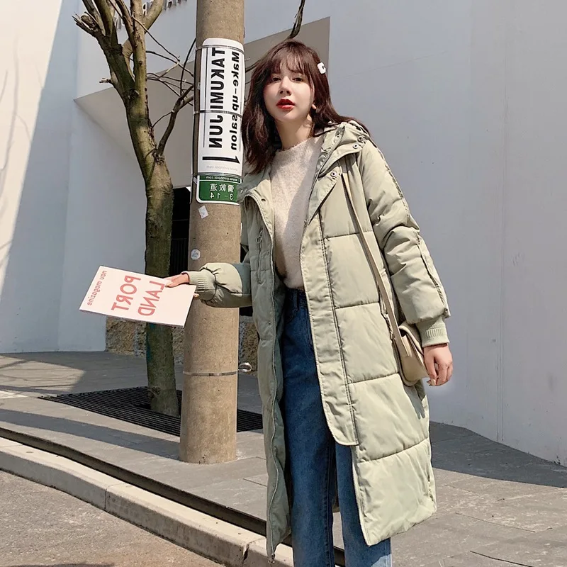 

Photo Shoot down Jacket Cotton-padded Clothes Women's 2019 New Style Mid-length Thick Long over-the-Knee Cotton-padded Clothes S