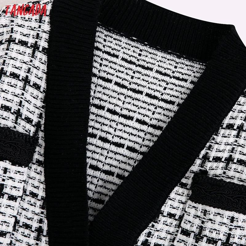 Koop Tangada 2019 Winter vrouwen losse lange gebreide jas pocket Lange Mouw knoppen Overjas dames jassen uitloper BE33