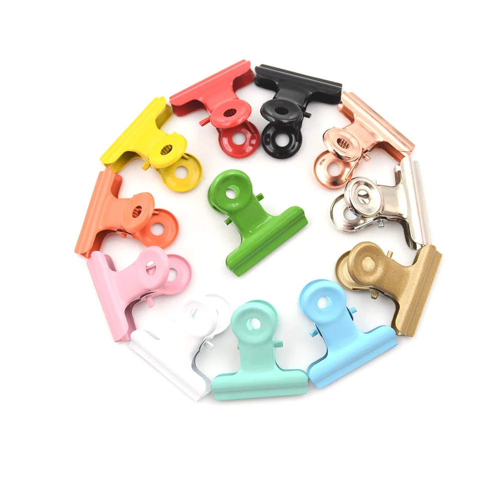 5pcs / lot Cute Metal Binder Clips Folder Notes School Office Stationery Letter Paper Clip Clamp 12 Colors