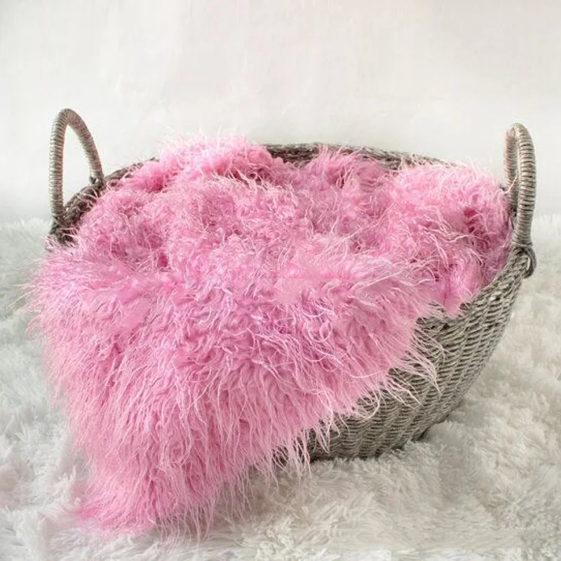 Высокое качество, 50*80 см, одеяло из искусственного меха для новорожденных, детское одеяло для фотосессии, s& Swaddling для корзины - Цвет: Розовый
