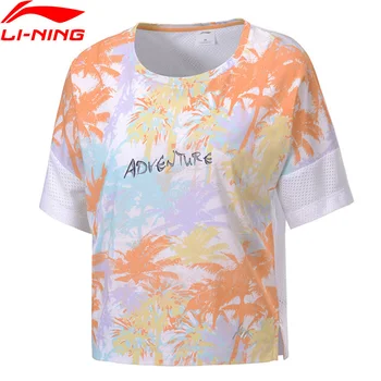 

Li-Ning Women Outdoor Graphic Tee Loose Fit 66% Cotton 34% Polyester LiNing li ning Sport Oversize T-shirts Tops ATSP086 WTS1498