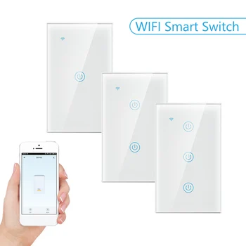 

Smart Switch WIFI Smart Switch Remote Control Wall Light Switch Installation Disassemble Conveniently Button US Plug