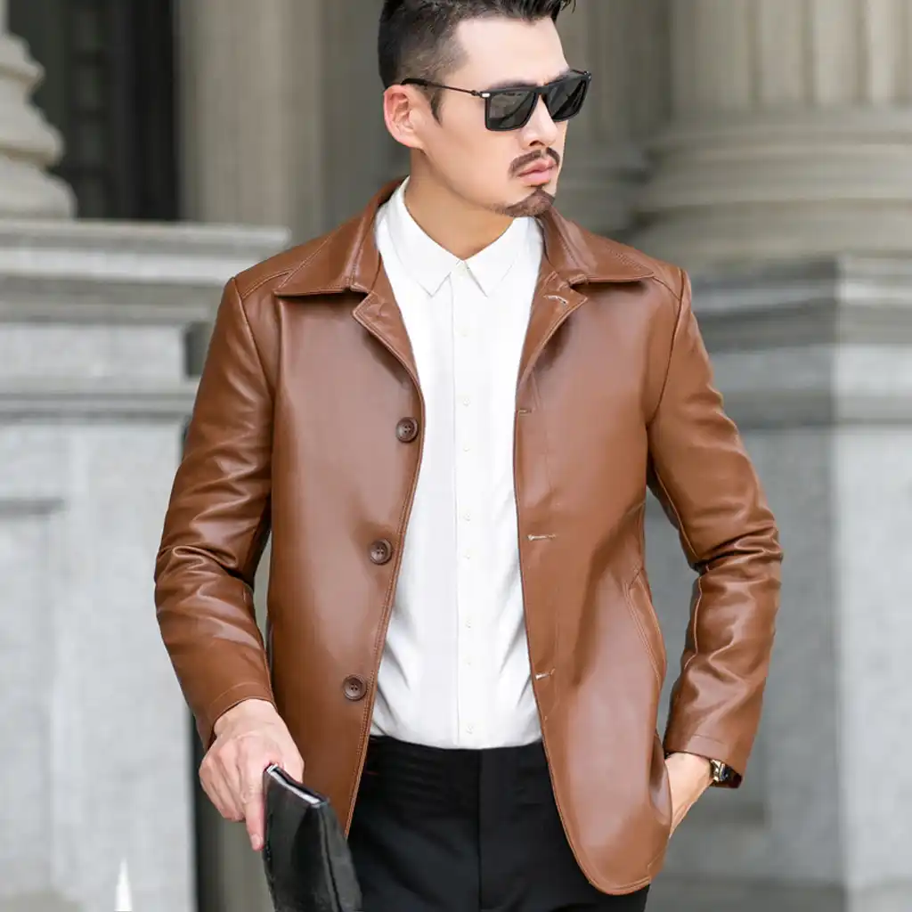 autumn winter mens leather jacket 姢 姘 queta