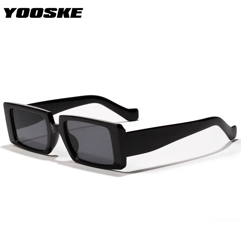 YOOSKE Trendy Black Sunglasses Women Brand Designer Rectangle Thick