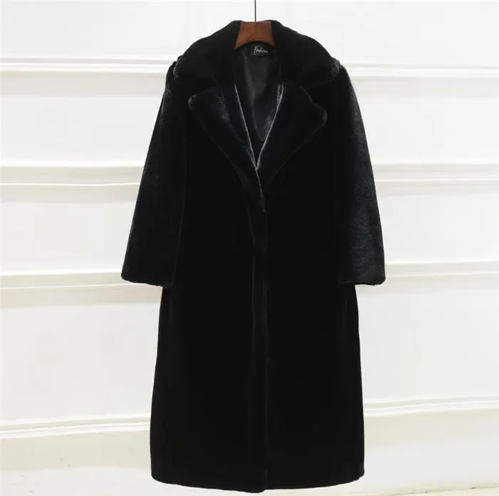 Зимняя мода, Новое высококачественное искусственное бархатное меховое пальто, длинное меховое пальто, женское свободное толстое теплое пальто из меха норки, плюшевое пальто для женщин Q119