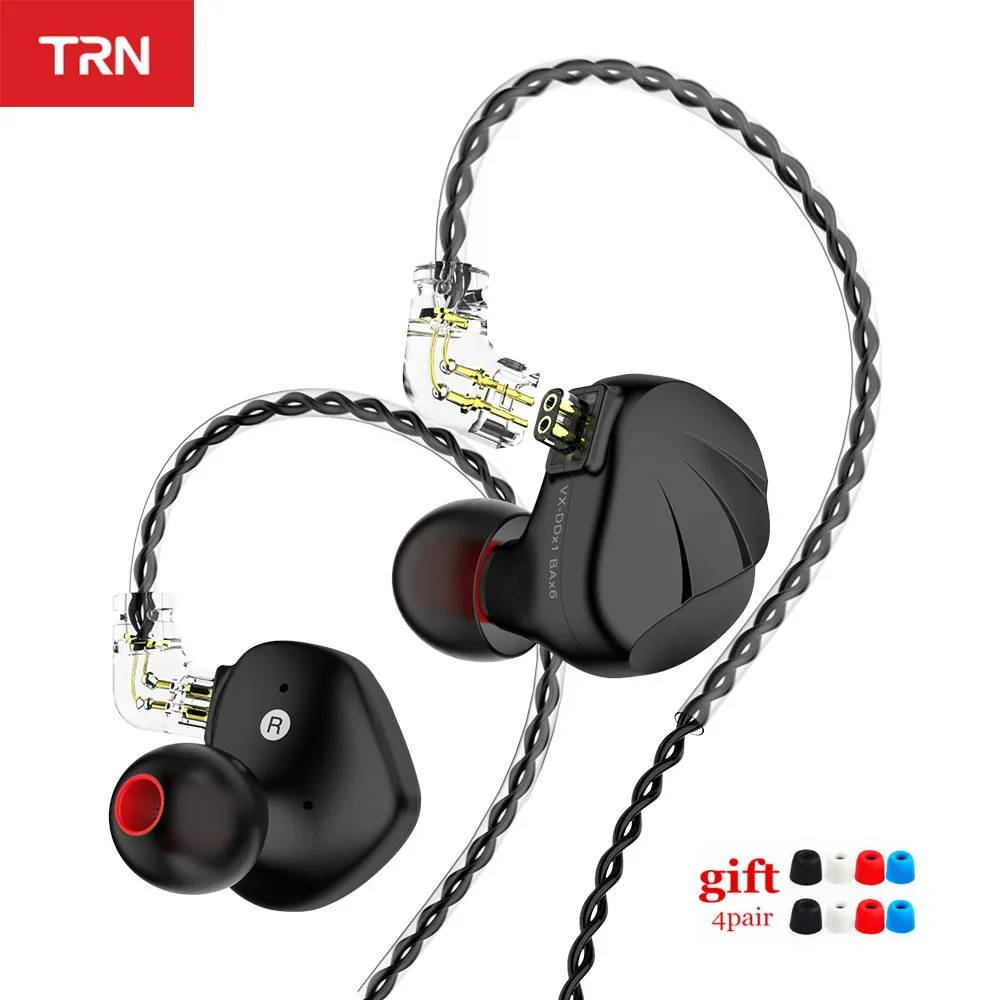 TRN VX 6BA + 1DD Гибридный Металлический в ухо монитор наушники HIFI спортивные головной