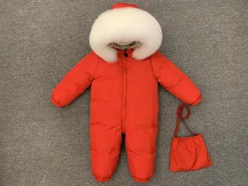 white fur red Детский пуховик; верхняя одежда; зимняя Лыжная одежда; зимняя куртка для девочек и мальчиков; Верхняя одежда для малышей; зимний комбинезон; пальто - Цвет: white fur red