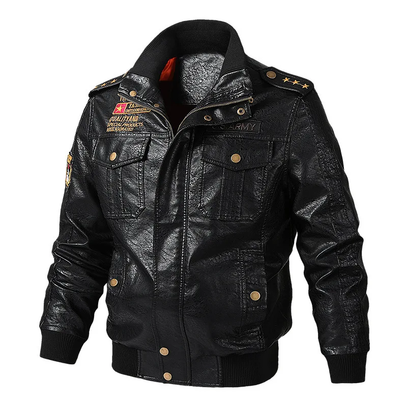 

2019 Spring New Style Stand Collar Sportsman Locomotive Leather Coat Washing PU Leather Jacket Fashion