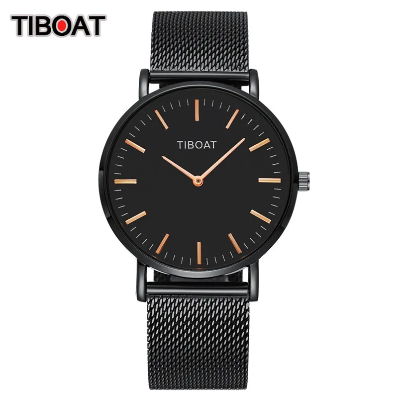 Black 02 TIBOAT, высокое качество, женские часы, Роскошные, Япония, кварцевый механизм, нержавеющая сталь, розовое золото, водонепроницаемые наручные часы, relogio feminino - Цвет: Black 02