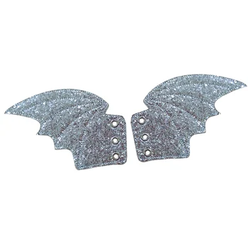 

2x Men Kids Bling Bling Sequins Shoes Devil Wings Charm for Sneakers Shoes Decor Marathon Sneakers Shoes Accessories
